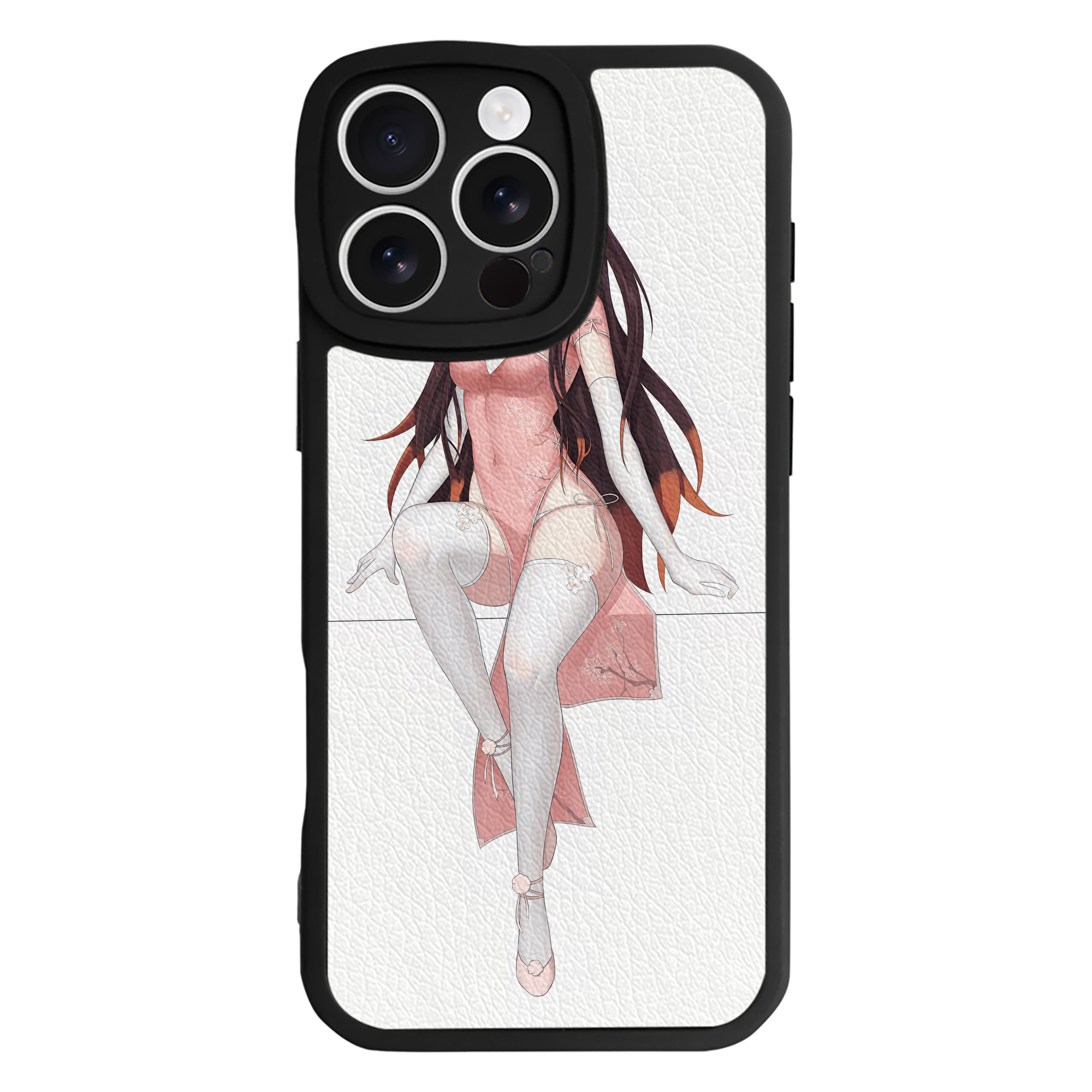 （画像用） 鬼滅の刃（きめつのやいば）竈門 禰󠄀豆子／かまど ねずこ Kamado Nezuko 【iPhone 16シリーズ対応】シリコンスマホケース（レザー調） 材質：シリコン